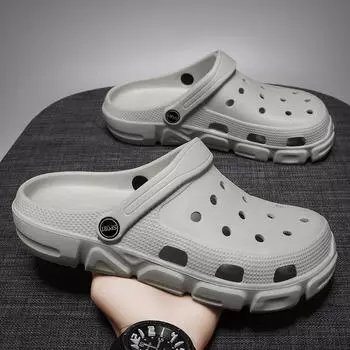 Baotou drag men s outer slippers hole shoes women s trend Korean version soft-soled beach shoes men s breathable casual sandals men 36 чёрный