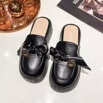 Baotou drag outer wear women s spring and summer 2025 new muffin thick bottom non-slip fashionable versatile retro niche cool slippers 35 бежевый