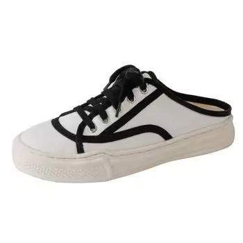 Baotou half-drag casual shoes women s fashion outer wear new casual retro thick-soled heightening canvas shoes white shoes women s shoes 35