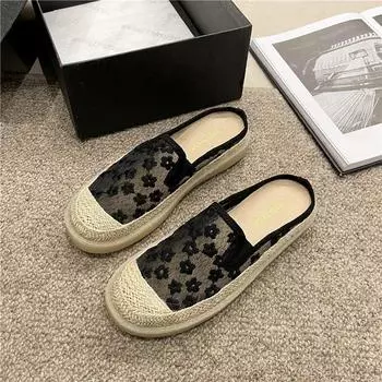 Baotou Half Drag Женская одежда Летние новые модные сетчатые дышащие полуподдерживающие тапочки с толстой подошвой для рыбалки 35