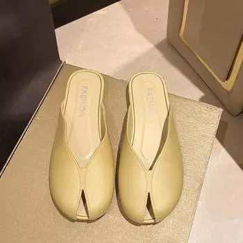 Baotou Half Slippers 2025 New Korean Edition Women s Summer Outerwear Bow Fashion Cool Trawl Red Versatile Fashion Flat Bottom 36-37 жёлтый