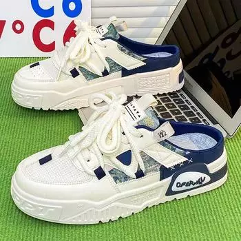 Baotou half slippers men s summer outer wear lazy one pedal heelless men s shoes mesh board shoes teen sandals 39