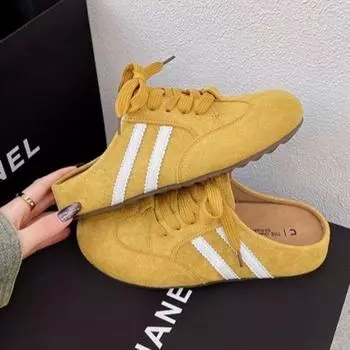 Baotou half slippers summer new heelless one pedal women s shoes lace-up casual women 35