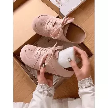 Baotou half slippers women s spring wear one pedal cool slippers soft bottom without heel lazy lace-up 35