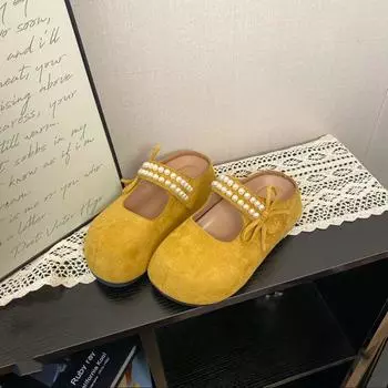 Baotou half slippers women s summer wear 2025 new pearl one-pedal muller shoes flat sandals lazy sandals 35