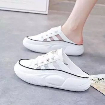 Baotou half slippers women s summer wear 2025 new women s shoes French versatile woven one-pedal Roman sandals 35 красный