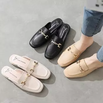 Baotou half slippers women s summer wear thick heels Muller shoes new one-pedal lazy shoes women s slippers 708-2 35 чёрный
