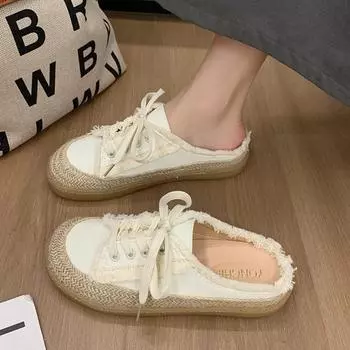 Baotou Half Slippers женские повседневные парусиновые туфли на толстой подошве 35 покинуть белый