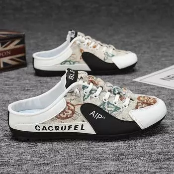 Baotou half tray men s shoes 2025 new breathable heel-free Forrest Gump shoes outdoor one-pedal lazy shoes men 39