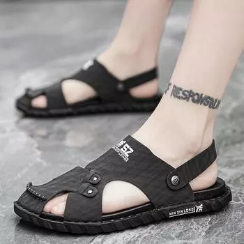 Baotou handmade men s slippers sandals two-in-one dual-purpose driving indoor and outdoor trendy beach holes personalized cool slippers 39