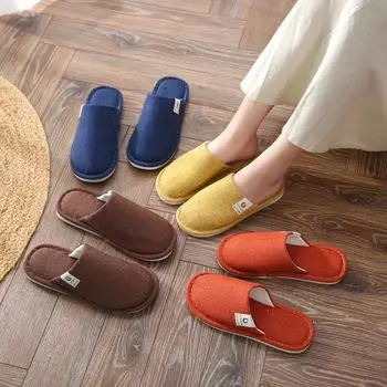 Baotou Home Linen Couple Indoor Floor Shoes Men and Women Non Slip Cotton Тапочки 36-37 розовый
