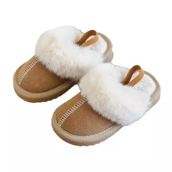 Baotou Модные повседневные тапочки из хлопка для девочек, осенние новые бесшумные нескользящие маленькие ароматные ветровые хлопковые туфли оптом 23 чёрный