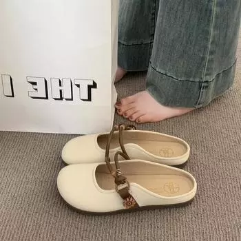 Baotou one foot half drag summer fashion casual lazy shoes soft sole round head beanie shoes women 35