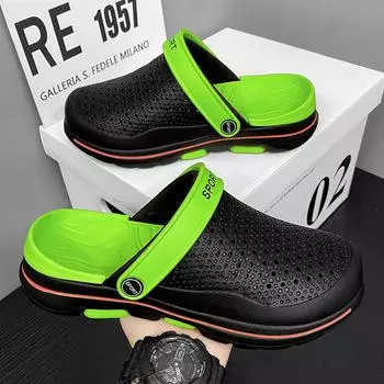 Baotou sandals men wear beach sports sandals women s soft soles hollow coconut couple sandals hole shoes men 36