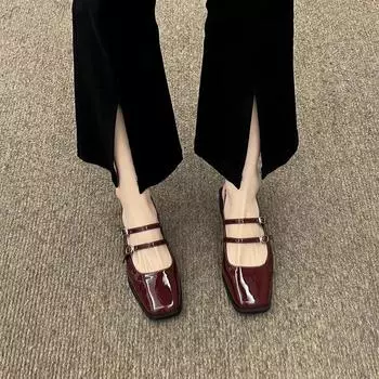 Baotou sandals women s 2024 early spring new French high-heeled high-heeled shoes versatile and not tired feet thick heel retro single shoes 35 бордовый