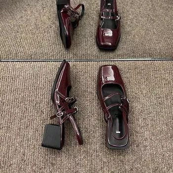 Baotou sandals women s early spring new high-end high-heeled shoes are versatile and not tired, thick-heeled retro single shoes 35