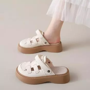 Baotou sandals women s new summer outer wear hole shoes two wear platform half slippers beach shoes 35