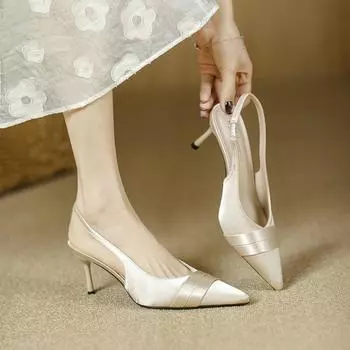 Baotou sandals women s summer 2025 new high heels stiletto pointed French temperament single shoes sandals pre-sale 34