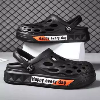 Baotou shoes men s hole shoes 2024 sandals men s beach shoes going out travel shoes casual home student sandals 40 чёрный