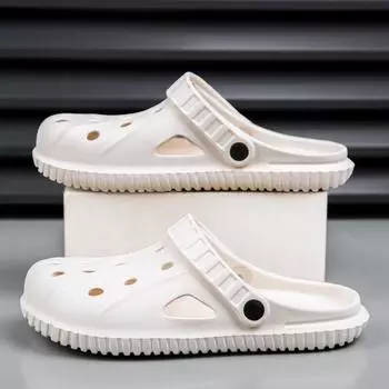 Baotou slippers men s 2024 summer new men s thick bottom stepping on shit feeling wear-resistant breathable outside wearing beach hole shoes 36 бежевый