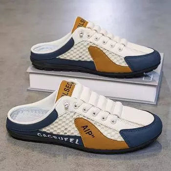 Baotou slippers men s summer outer wear mesh breathable deodorant non-slip lazy half drag one pedal casual beach sandals 39