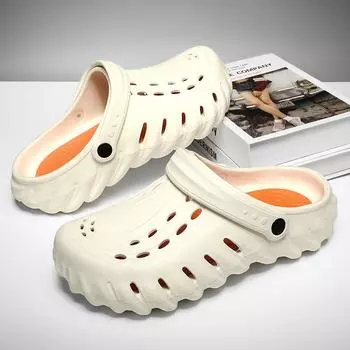 Baotou slippers men wear thick-soled non-slip beach hole shoes in summer men s outdoor sports coconut sandals dual-purpose 39