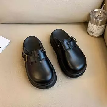 Baotou slippers women s niche lazy half-drag women s spring new casual versatile thick-soled heightening slippers 35