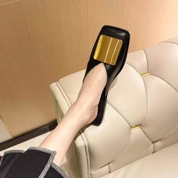 Baotou slippers women s outer wear 2025 new Korean version lazy metal buckle sandals tide one pedal sandals women 35