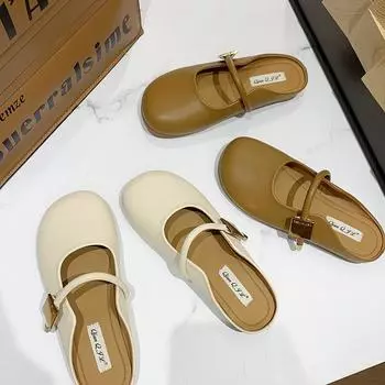 Baotou slippers women s summer outer wear spring and autumn new daily versatile senior feeling lazy one pedal soft bottom cool slippers 35