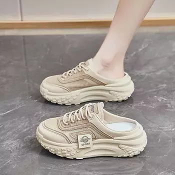 Baotou slippers women s summer outer wear fashion 2025 new models with skirts, thick-bottomed sandals, pregnant women breathable, lazy half-drag 35