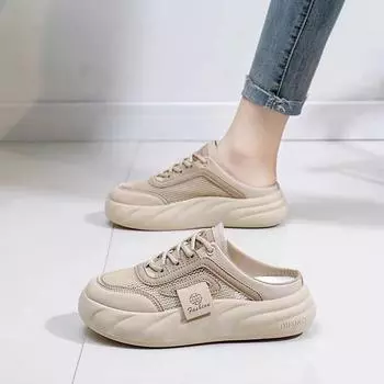 Baotou slippers women s summer wear fashion 2025 new shoes with skirts thick-soled sandals breathable lazy half drag 35 белый