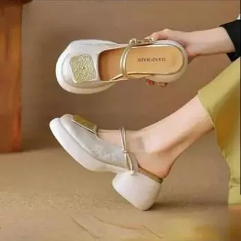 Baotou Thick-soled Sandals Women s Semi-slip Wear-resistant Block Heel Slippers Womens Shoes Zapatos De Mujer Heels Women Slides 35