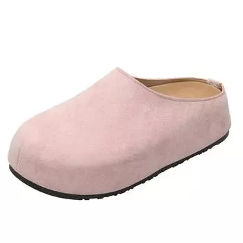 Баотоу Туфли на среднем каблуке, летние, с круглым носком, с глубоким вырезом, замшевые, на мягкой подошве, противоскользящие, износостойкие шлепанцы 35 розовый