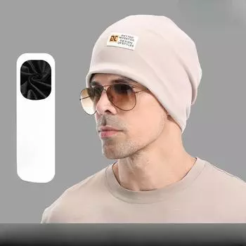 Baotou velvet pile cap men s fashion autumn warm sleeve knitted hat big head versatile cold hat autumn winter women s confinement Hats & Caps women’s One size