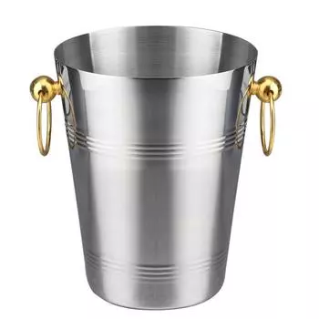 Бар из нержавеющей стали Ведро для льда с двумя ручками Ведро для шампанского Золотое ведро для вина Вертел Винная бочка Контейнер KTV Club Bar 3L Golden ear 15cm