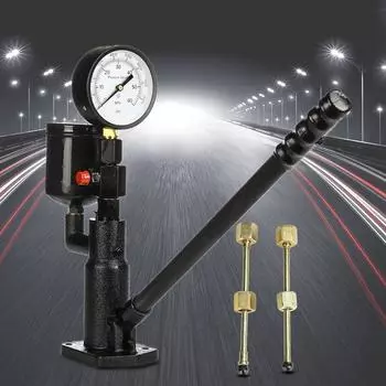 Бар/PSI 0-60 МПа Сталь 1 л Поп Дизельная форсунка Распылитель Тестер давления Двухшкальный Считывающий манометр Черный Трубка высокого давления Диагностический