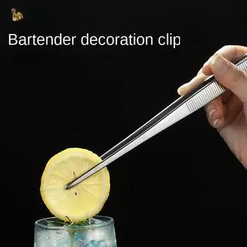 Bar Tools Cocktail Pliers Thickened Mint Leaf Tool Clip Bar Bartender Cocktail Decoration Clip Stainless Steel Long Pliers серебряный