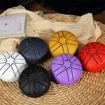 Барабан дождя для улицы 3 дюйма 6 тонов стальной язычковый барабан барабанный инструмент мини хэндпан барабан перкуссия музыкальные инструменты темно-синий