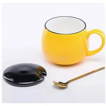 Барабанная чашка однотонная женская керамическая кружка с крышкой, дорогая симпатичная офисная кофейная чашка для мужчин 1pcs(301-400ml)