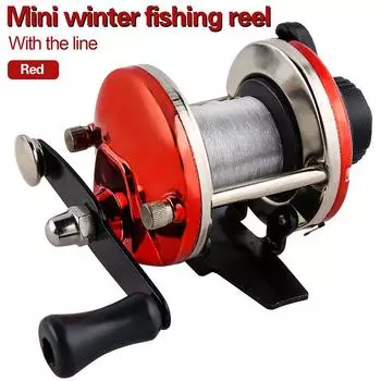 Барабанное колесо для зимней рыбалки, маленькое колесо для зимней рыбалки, металлическая катушка для зимней рыбалки на открытом воздухе, мини-катушка для зимней рыбалки синий