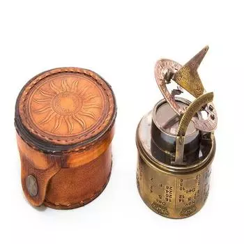 Барабанный солнечный компас, антикварный, винтажный, морской, навигационный, с кожаным чехлом, Рождество