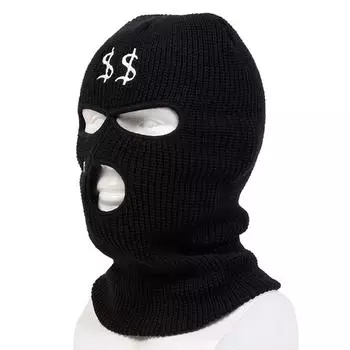 Barakrafa Cap Simple Embroidery Masked Hats Protection Ear Warm Thick Knitted Hat Windproof Beanies Caps чёрный