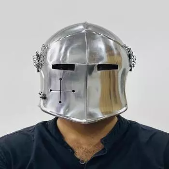 Шлем с забралом Barbate, средневековый стальной шлем с внутренней подкладкой