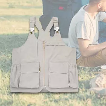 Barbecue Apron Camping Vest Breathable Lightweight Multifunctional Woodworking Waistcoat for Dark Gray