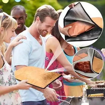 БарбекюКемпинг и отдых на природе переносной большой емкости для барбекю изоляционный мешок из ткани мешок для мяса портативный водонепроницаемый складной многоразовый 1PC жёлтый