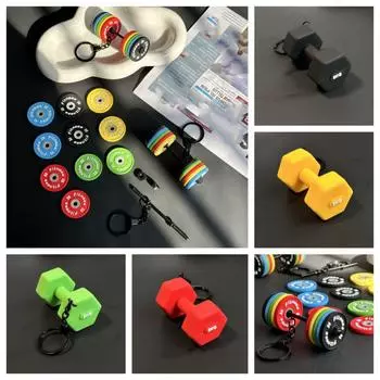 Barbell Sheet Dumbbell Keychain PVC Gym Feedback Gift Unique Mini Barbell Keychain Girl Dumbbell Red