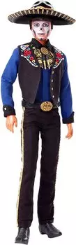 Барби 2022 De Muertos Ken Doll De Muertos День мертвых в жилете с лицом Калавера Подарок для коллекционеров Кукла Кен Da Da рубашка и сомбреро,