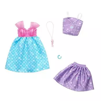 Barbie barbie fashion 2 pack Pastel color dress and setup Dress up doll/house Doll clothes & accessories set From 3 years old purple HRH44