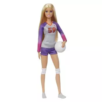 Barbie Doll Made to Move Career Volleyball Player Doll with Uniform and HKT72 & Accessories, Ball,