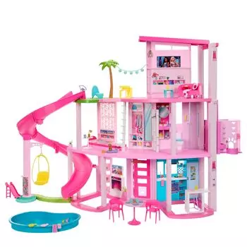Barbie Dream House большой раздвижной дом и аксессуары для кукол Барби для игр возрастом от 1 года и HMX10 3-сторонний (огни звуки) [Кукла-одевалка/кукольный домик, набор] [3 шт.]